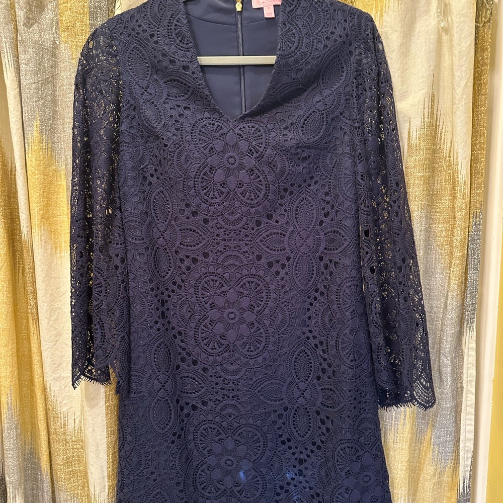 Lilly Pulitzer Navy Dress with Lace Detail